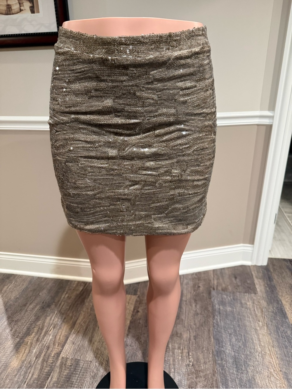 Shinestar Taupe Sequin Mini Skirt